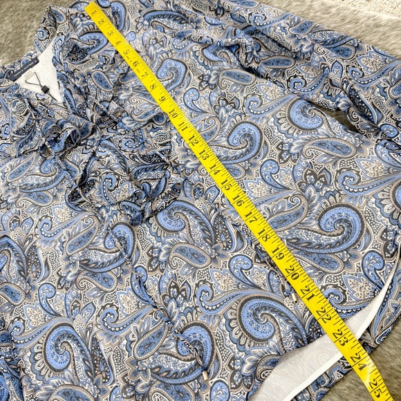 NWT Tommy Hilfiger Paisley Tie Front Ruffle Blouse XS - Picture 9 of 10